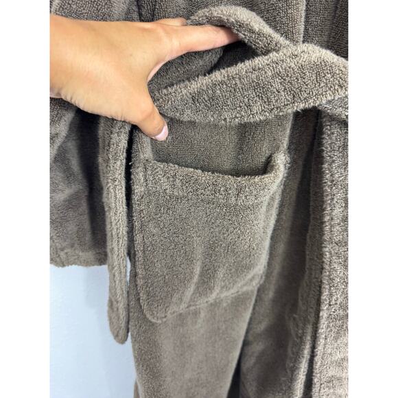 Restoration Hardware Graphite Brown Cotton Terry Robe XL Unisex - Picture 6 of 7